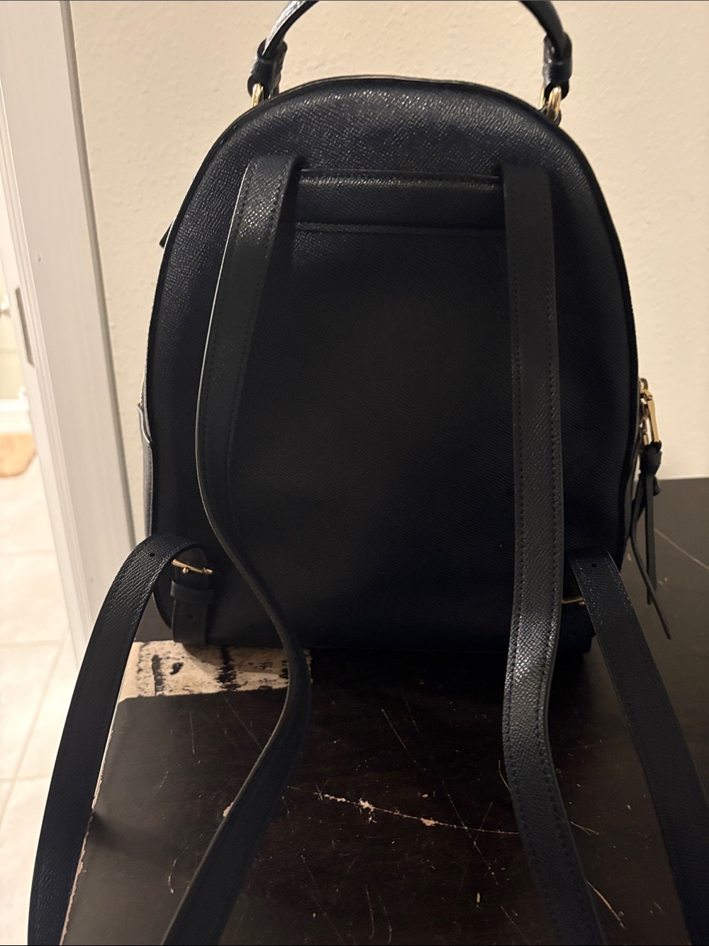 COACH Black Leather Dome Backpack with Gold Hardware - Picture 3 of 5